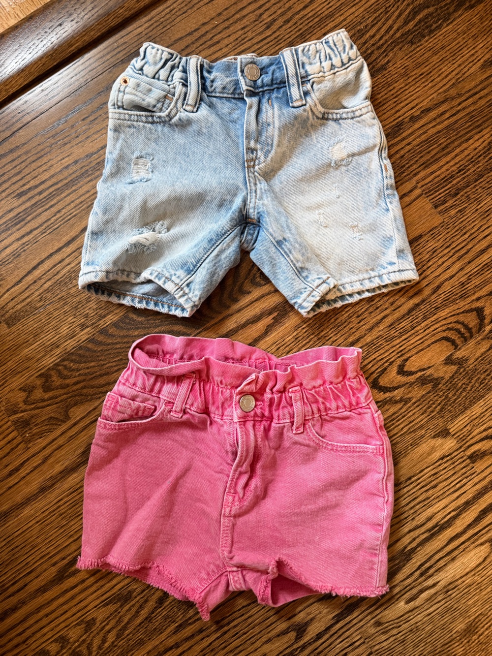GAP Light Wash Kids Jean Shorts - Pink and Light Blue Denim